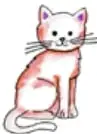 Ilustración de un gato blanco sentado.