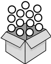 Caja con 12 pelotas sin pintar.