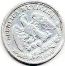 Moneda bimetálica conmemorativa de \$20 del Bicentenario de la Independencia con los años 1821 y 2021.