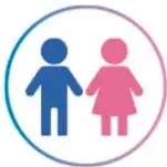 Icono de un niño y una niña en círculo, encabezando el concepto de Sexo biológico.