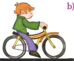 Ilustración de un niño de pelo naranja montando en bicicleta. Crédito: José Francisco Bravo Moreno, Ciudad de México.