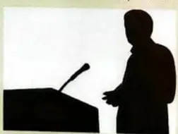 Ilustración de una persona hablando frente a un micrófono, relacionada con la práctica de intervenciones orales.