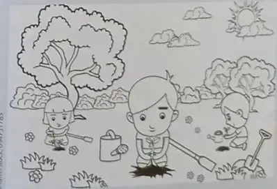 Cuatro recuadros con palabras: incendio, reforestación, plaguicidas, humus.