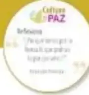 Círculo decorativo con un mensaje relacionado con la paz.