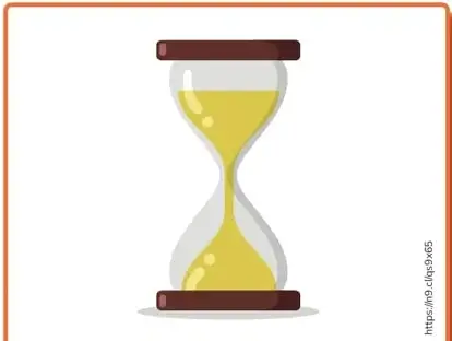 Reloj de arena con arena amarilla cayendo.