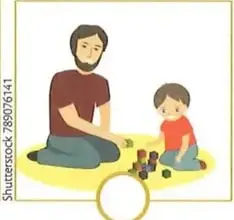 Ilustración decorativa de niños realizando actividades escolares y leyendo.