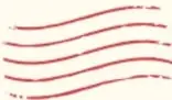 Ilustración decorativa de líneas onduladas rojas.