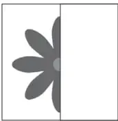 Tres opciones: hoja reflejada respecto del eje diagonal, hoja con nervaduras hacia abajo-derecha y hoja con nervaduras hacia arriba-izquierda.