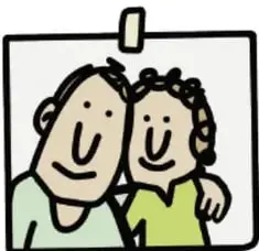 Fotografía enmarcada de dos personas abrazándose con gesto de cariño.