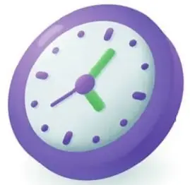 Reloj de mesa morado con números (hour).