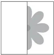 Tres opciones: flor completa con mitad derecha, flor con pétalos hacia arriba y flor con pétalos hacia abajo.