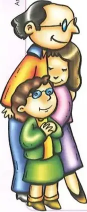 Ilustración de varios integrantes de una familia dentro del espacio destinado para el dibujo.