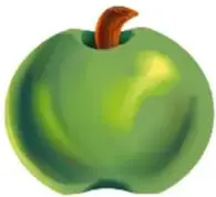 Dos manzanas verdes, una grande y una pequeña, que ejemplifican la característica tamaño.