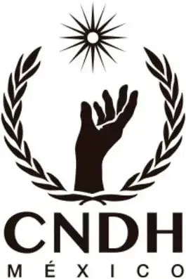 Logotipo de la Comisión Nacional de los Derechos Humanos (CNDH México): una mano abierta dentro de una corona de laurel con una estrella.