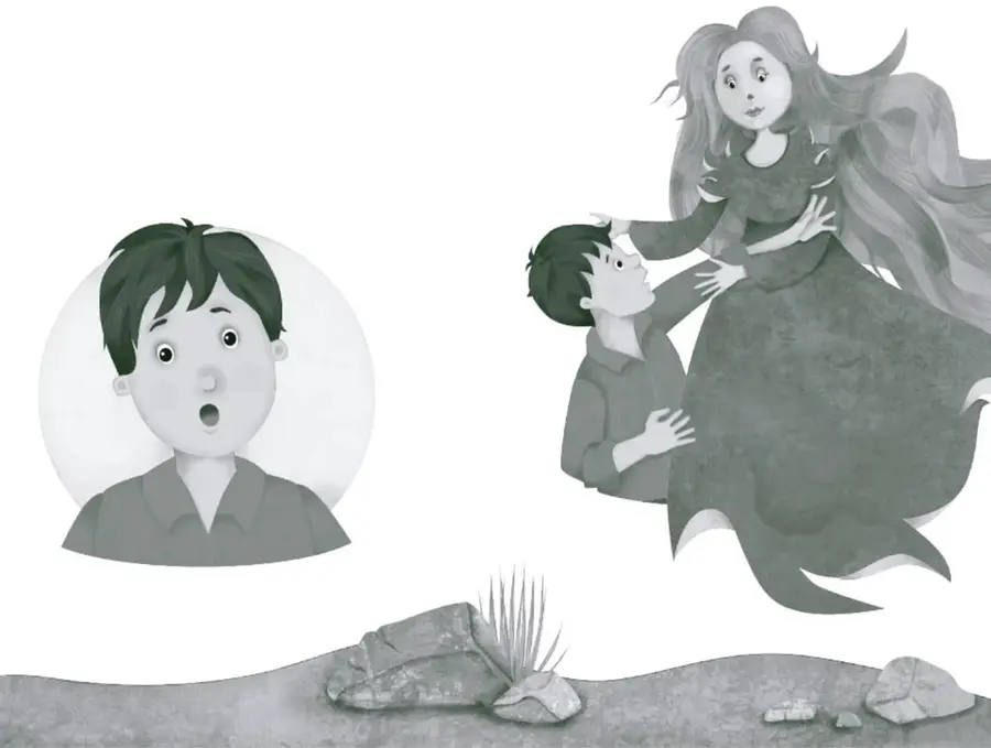 Retrato de un niño de cabello oscuro con expresión de asombro, enmarcado en un círculo claro.