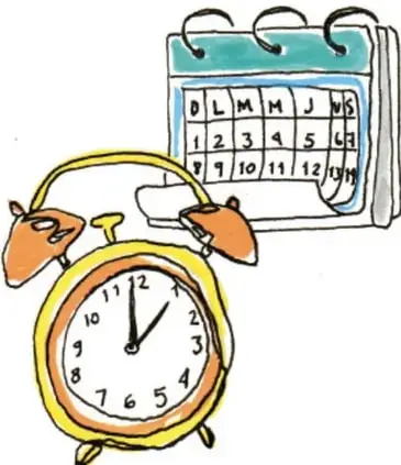 Dibujo de un calendario y un reloj despertador aludiendo a la constancia y al horario del hábito lector.