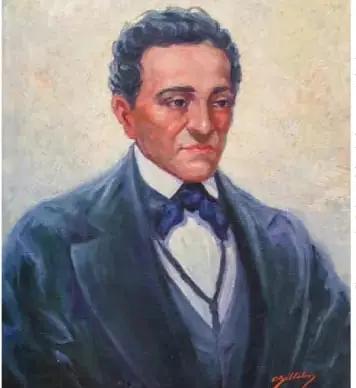 Retrato de José Joaquín de Olmedo, presidente de la Junta de Gobierno de Guayaquil y poeta relacionado con la independencia.