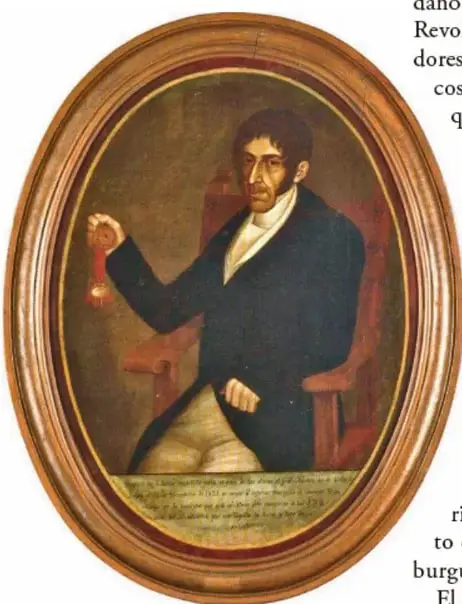 Retrato ovalado de un hombre de la época, probablemente Antonio Nariño, con vestimenta de finales del siglo XVIII.