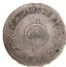 Fotografía del reverso de una moneda antigua de cobre con la ficha: Hacienda Buenavista, Vale por Un Almud, 1855, 28 mm, Casa de Moneda de México, Museo Numismático Nacional.