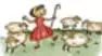 Ilustración de una niña pastora con ovejas, relacionada con el poema "Pastorcita".