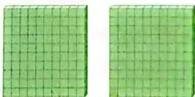 Representaciones de restas mediante cuadrados de centenas, algunos tachados, junto a tablas de centenas, decenas y unidades.