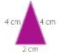 Tres triángulos coloreados con las medidas de sus lados para calcular el perímetro.