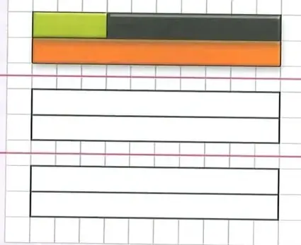 Cuadrícula para representar sumas con regletas; se muestra como ejemplo la suma 3 más 7.