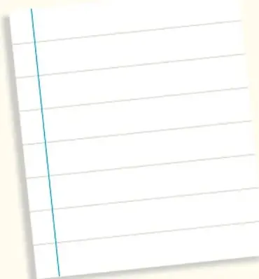 Hoja de cuaderno rayada en blanco.