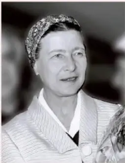 Fotografía en blanco y negro de la filósofa Simone de Beauvoir.