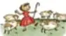 Ilustración de una pastorcita con ovejas.