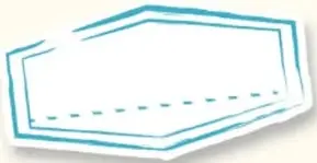 Recuadro en blanco con borde azul y líneas punteadas, tipo etiqueta o espacio para escribir.