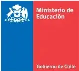 Logotipo oficial del Ministerio de Educación de Chile con los colores de la bandera nacional (azul, blanco y rojo) y el escudo nacional; incluye el texto 'Ministerio de Educación' y 'Gobierno de Chile'.