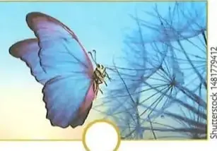 Mariposa de color azul sobre una planta.