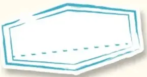 Recuadro hexagonal vacío con líneas punteadas, tipo etiqueta para escribir.