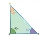 Cartel triangular equilátero con lados de $50\ \text{cm}$ y altura de $43,3\ \text{cm}$, acompañado del cálculo del perímetro y el área.