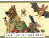 Ilustración de la portada del cuento 'Los cinco horribles' con animales de aspecto peculiar.