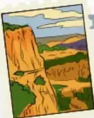 Postal ilustrada de barrancas rojizas con vegetación, similar a la de la página 94.