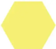 Tres figuras geométricas: hexágono amarillo, cuadrado rojo y rombo azul.