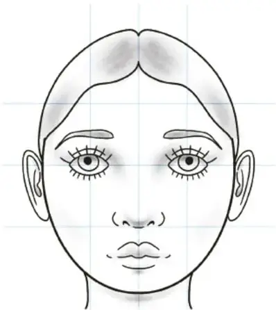 El mismo rostro terminado, con sombras en el cabello y el rostro que le dan volumen.