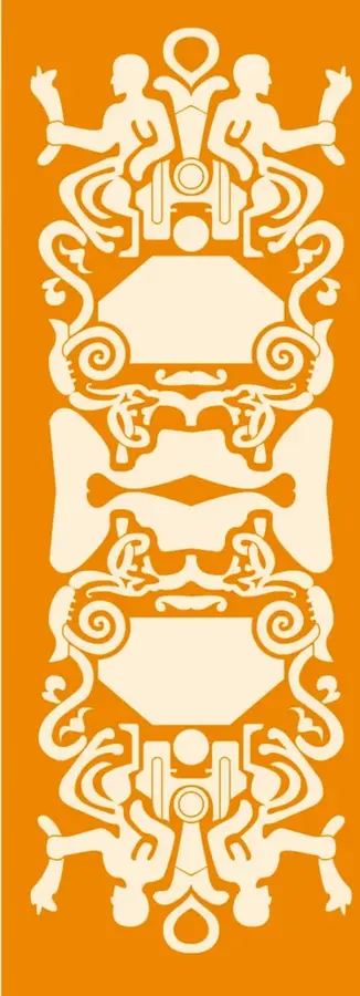 Ilustración decorativa color naranja y crema con figuras humanas estilizadas en posición de actividad, en estilo prehispánico, acompañando el título del capítulo.