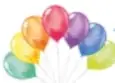 Globos de colores junto al texto de la actividad.