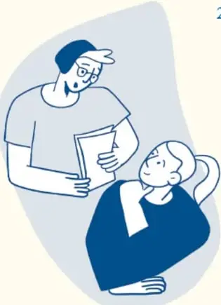 Ilustración de un adulto leyendo un libro a una niña sentada.