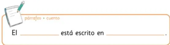 Ícono de lápiz y ficha para completar con título, autor y tipo de texto.