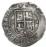 Fotografía del anverso de una moneda de plata 'Carlos y Juana, Segundo Tipo Con Agua, 4 Reales, México', de 31 mm de diámetro, del Museo Numismático Nacional.
