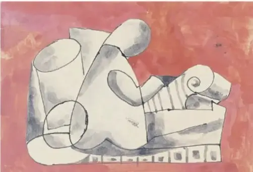 Reproducción de *Cubismo*, 1914, de Nadeshda Udaltsova: composición abstracta con planos geométricos superpuestos y letras fragmentadas.