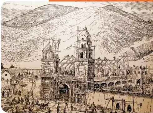 Grabado del interior de una mina colonial, con trabajadores indígenas extrayendo mineral.