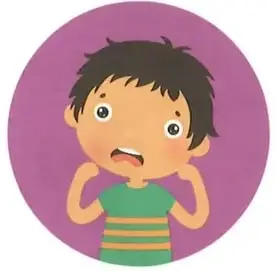 Niño con gesto de preocupación y la palabra «ansioso».