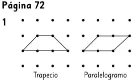 Cuadriláteros dibujados en geoplano: trapecio y paralelogramo.