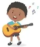 Niño tocando una guitarra, representación de una actividad que puede ocurrir o no.