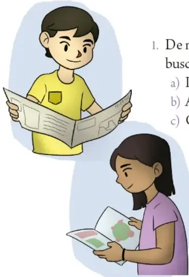 Niño leyendo un periódico abierto.
